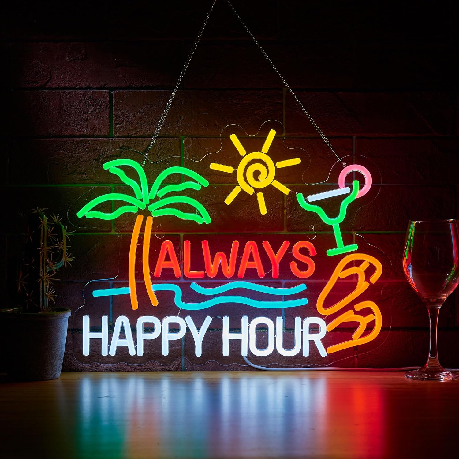 Beer & Wine Jockey Plaza Shopping - 常に楽しい時間！ビールバーのネオンサイン、壁飾り用調光可能USB LEDネオンライト、家庭用ティキバー装飾、男の隠れ家パーティー、ギフトに最適