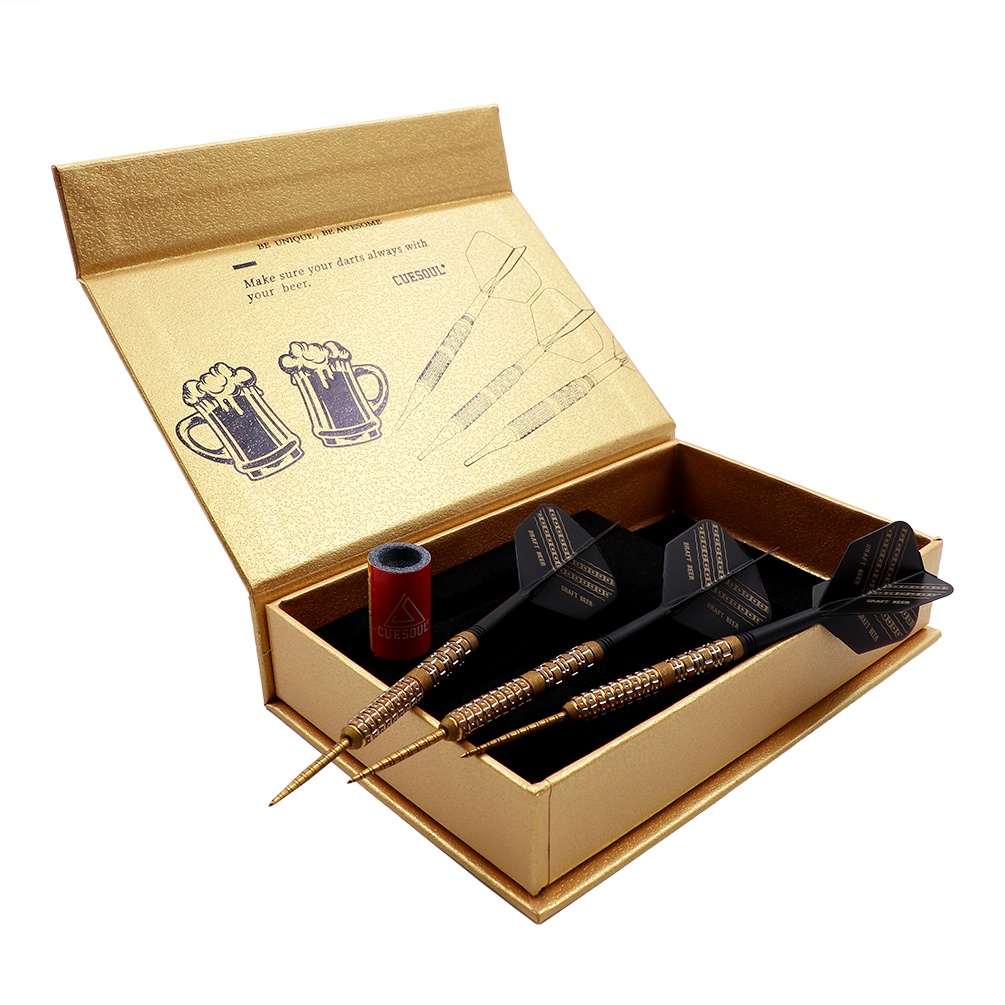 Beer Flight Set - CUESOUL 生ビール オイルペイント仕上げダーツと統一ROSTフライト付き-23gスチールチップ/21gソフトチップ90%タングステンダーツセット