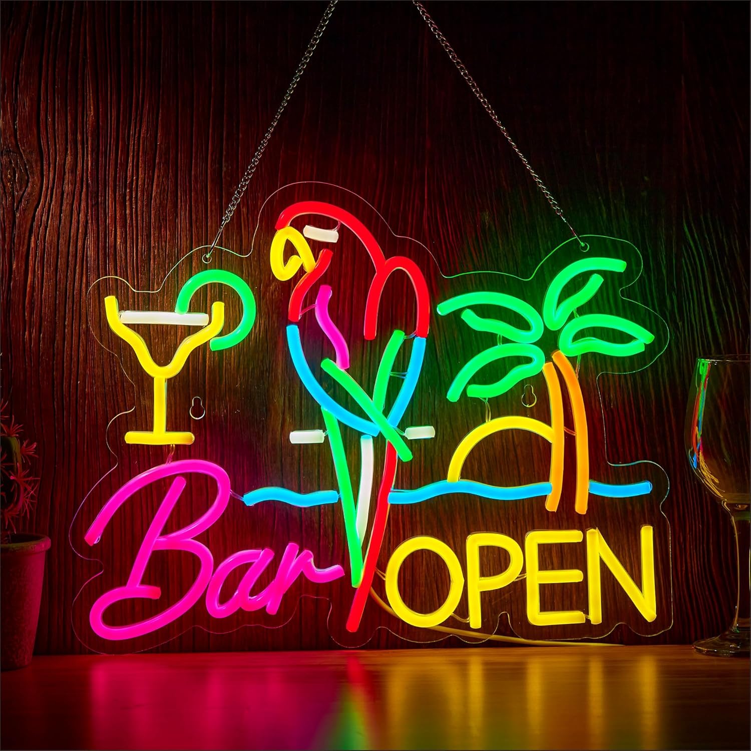 Beer & Wine Jockey Plaza Shopping - バーオープンネオンサインビジネスアートウォールライトUSB LEDネオンライト（ビールクラブ、レストラン、パーティー、寝室の装飾、ギフト、ナイトライト）