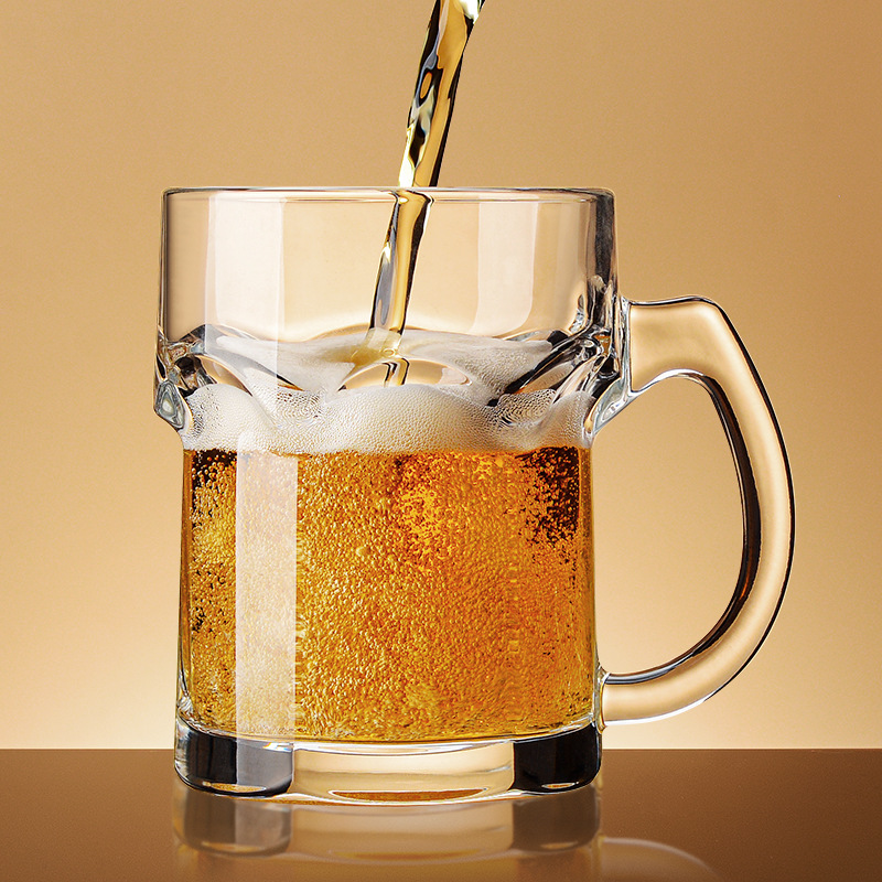 Wine In Beer Glass - 家庭用ビールジョッキ、持ち手付き、クリエイティブなネットレッドガラス製ウォーターマグ、バー用超大容量ドラフトビールジョッキ、ワイングラス、500ML〜900ML