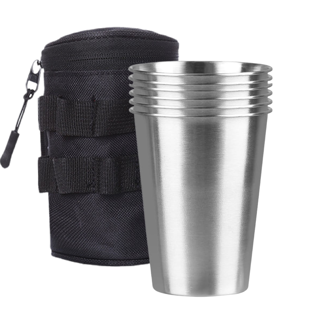 Beer Flight Set - 6 個セット屋外実用旅行ステンレス鋼カップセット 350 ミリリットル金属マググラスコーヒービール用ケース付きポータブルドリンクウェア