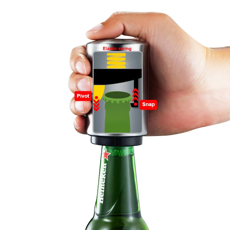 ステンレス製自動ビールボトルオープナー、曲がらないプッシュダ - Wine Beer Glass のレビューと価格