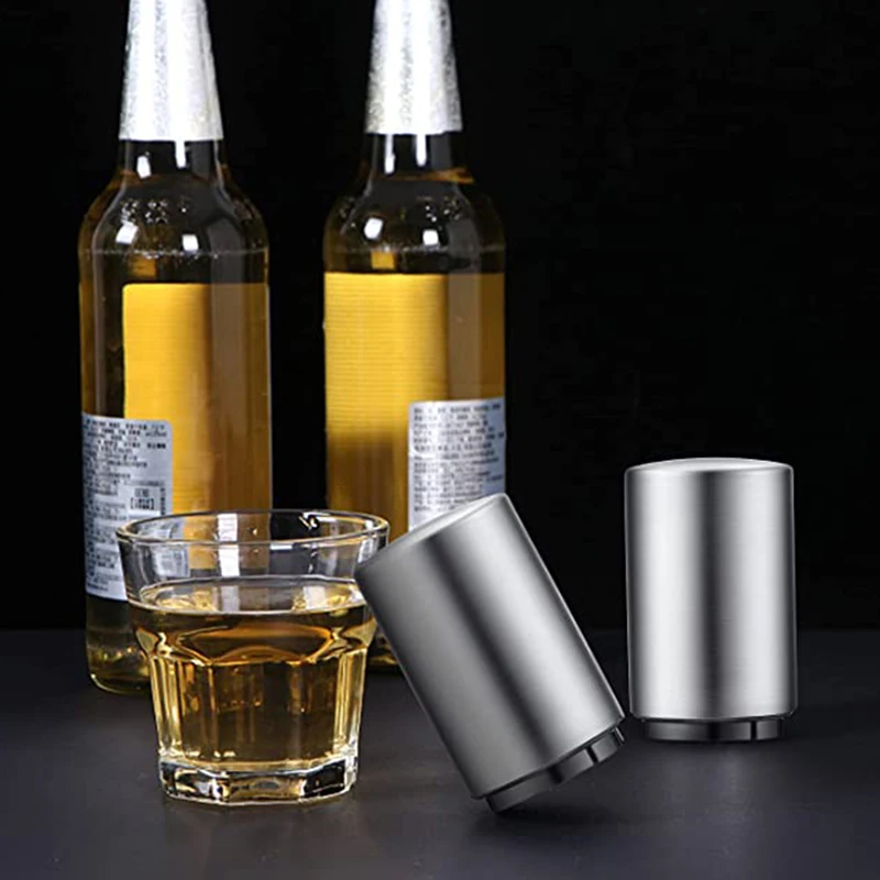ステンレス製自動ビールボトルオープナー、曲がらないプッシュダ - Wine Beer Glass のレビューと価格
