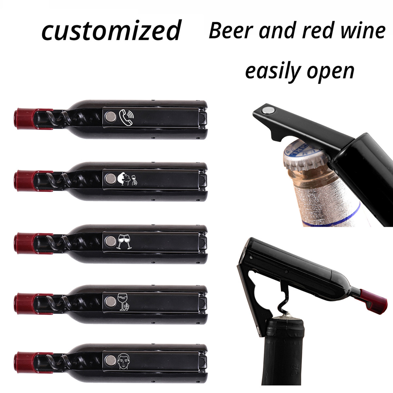 ボトル型カスタムテキストワインオープナー冷蔵庫マグネット名入 - Wine Beer Name のレビューと価格