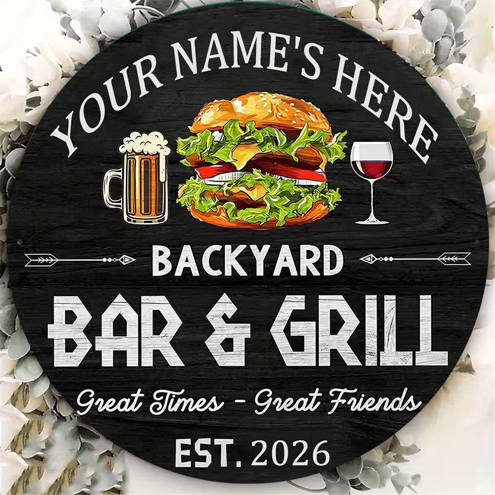 [2Dフラット] 1個入り カスタムネーム ラウンドバックヤ - Wine Beer Name のレビューと価格