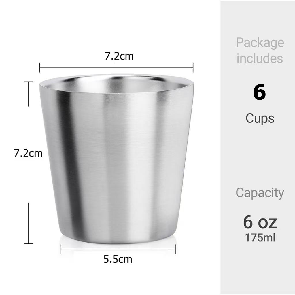 175ml ステンレス製二重壁カップ スタッカブル 6個セッ - Beer Flight Set のレビューと価格