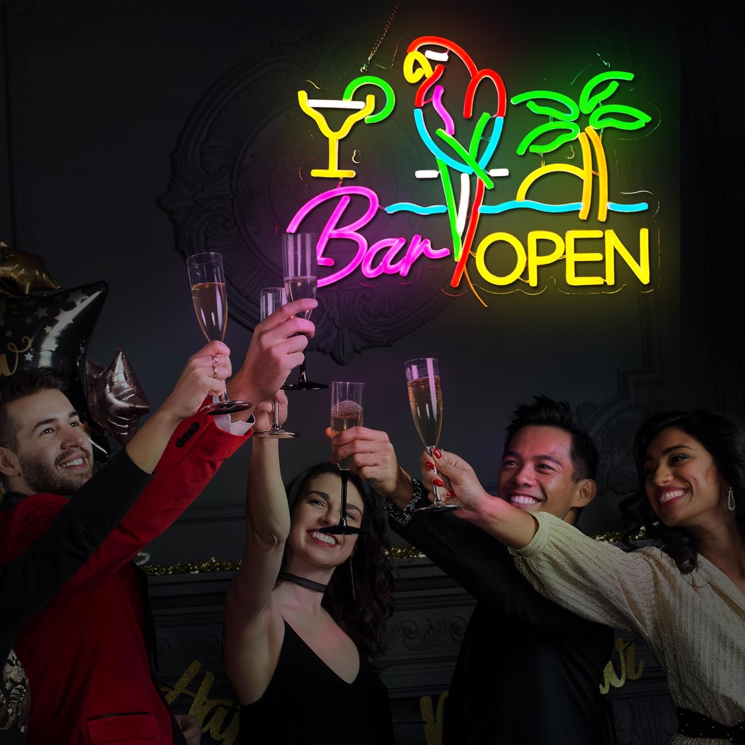 バーオープンネオンサインビジネスアートウォールライトUSB  - Beer & Wine Jockey Plaza Shopping のレビューと価格