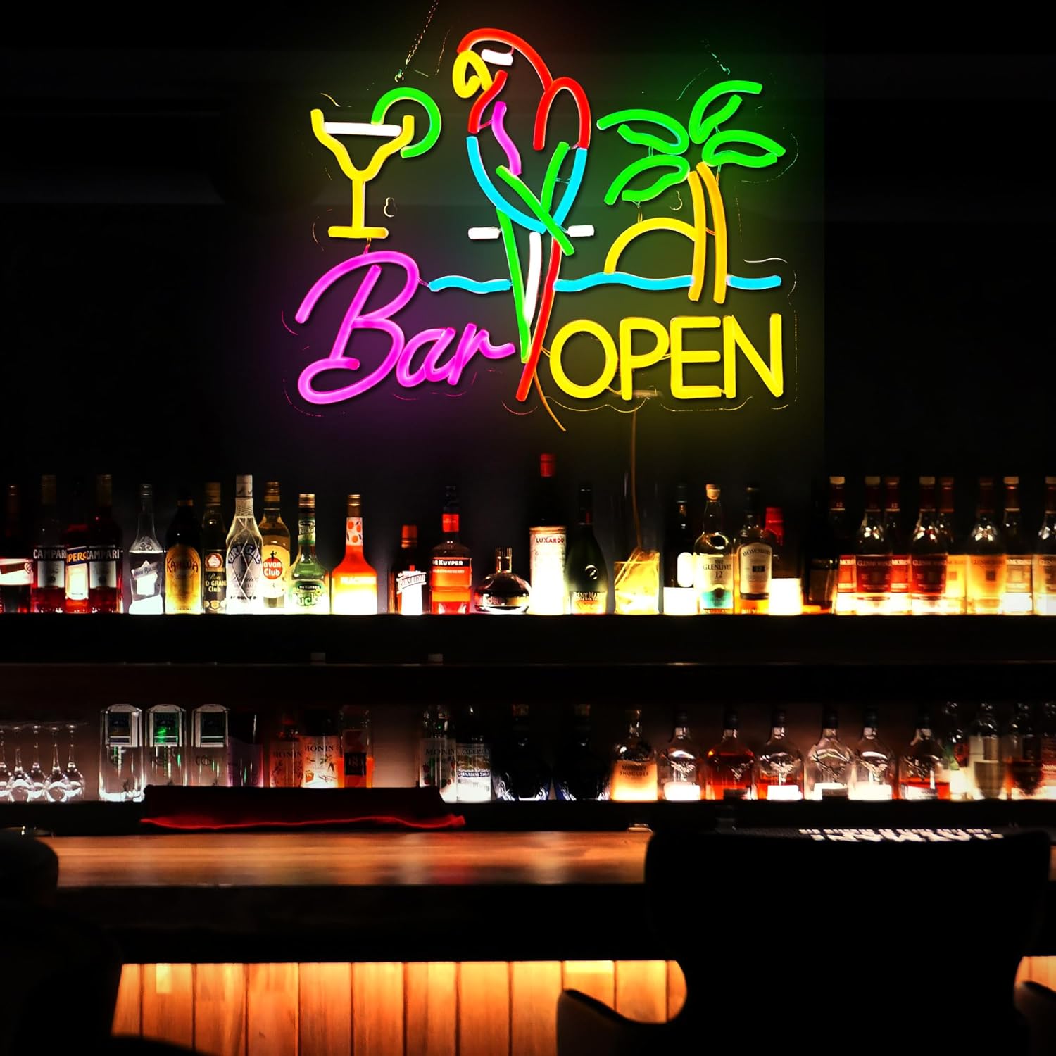 バーオープンネオンサインビジネスアートウォールライトUSB  - Beer & Wine Jockey Plaza Shopping のレビューと価格