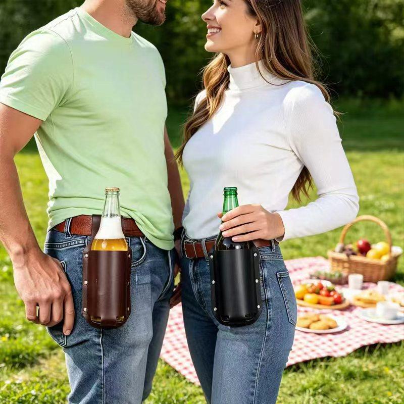 1個入りレザービール缶ホルダー、頑丈な構造でベルトに簡単に取 - Wine In Beer Glass のレビューと価格
