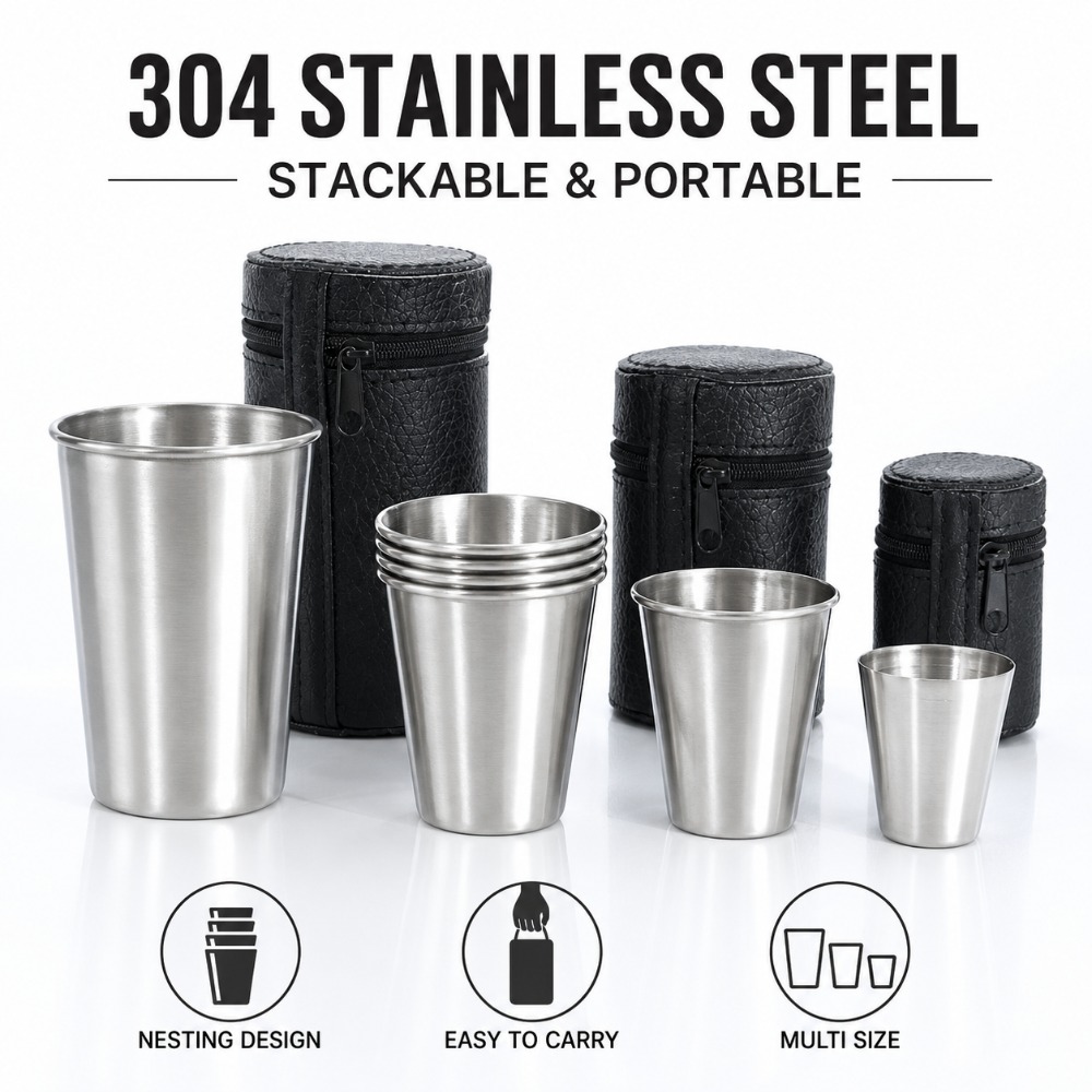 4 ピース/セットステンレス鋼製ドリンクタンブラーミニウイス - Beer Flight Set のレビューと価格